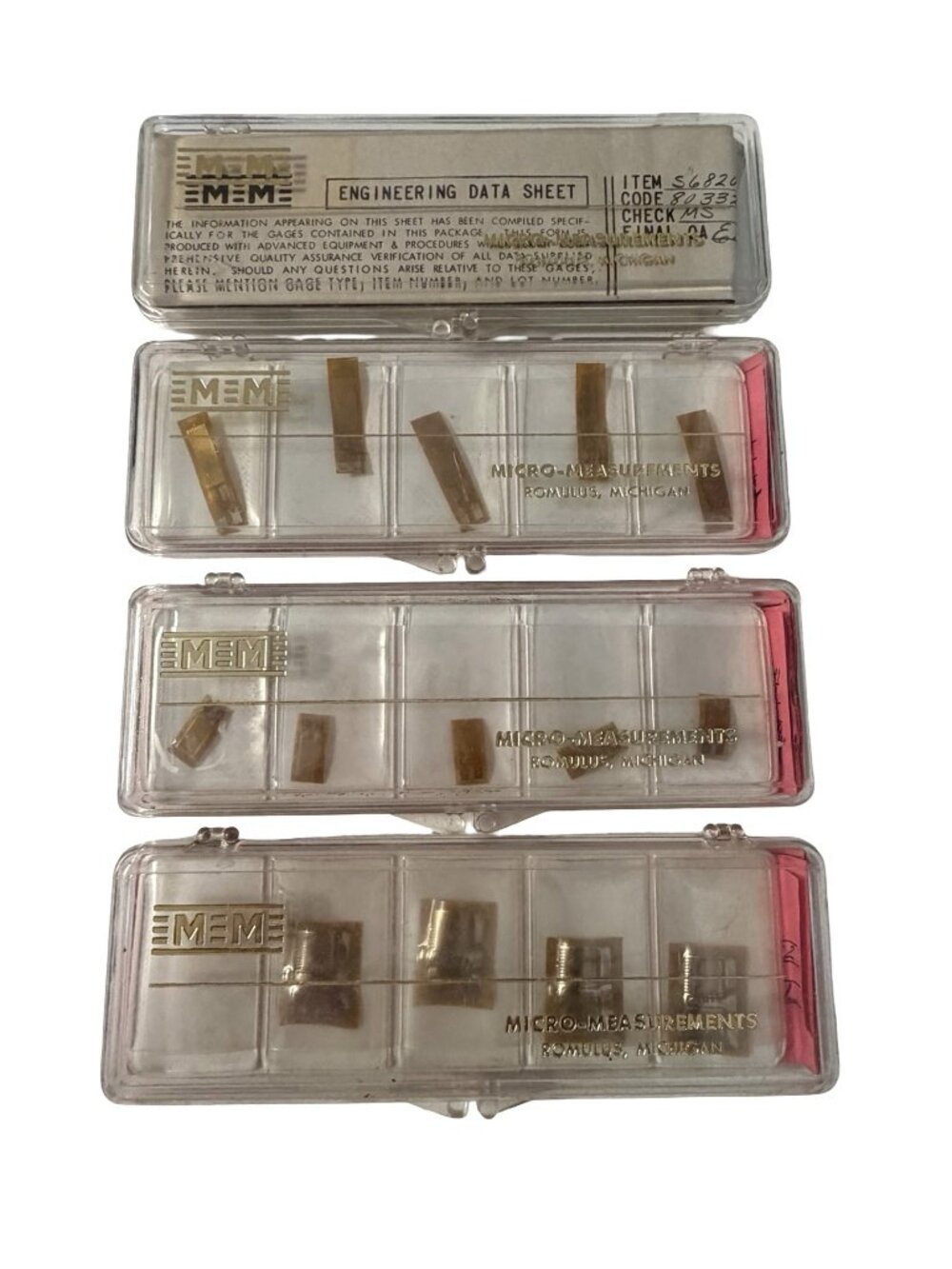 Vintage MEM Micro-Measurements Precision Strain Gages Lot Engineering Testing Co